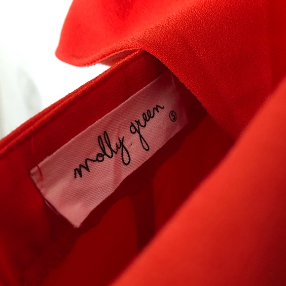 Molly Green Coral Red Strapless Wide Leg Jumpsuit - Picture 7 of 10